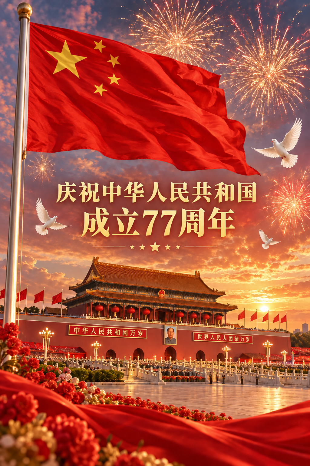庆祝中华人民共和国成立77周年国庆海报